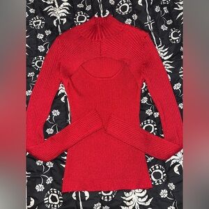 Pink Rose Vibrant Red Knit Top